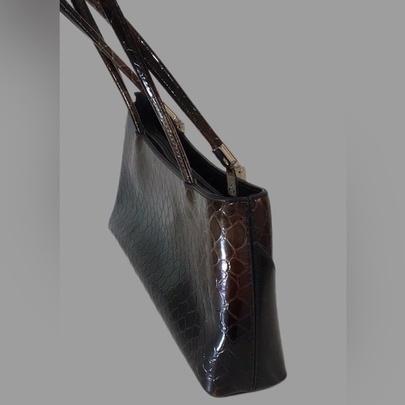 Vittorio Leather Croc Embossed, Gradient Color Shoulder Bag/Handbag, Black/Brown - Picture 6 of 11